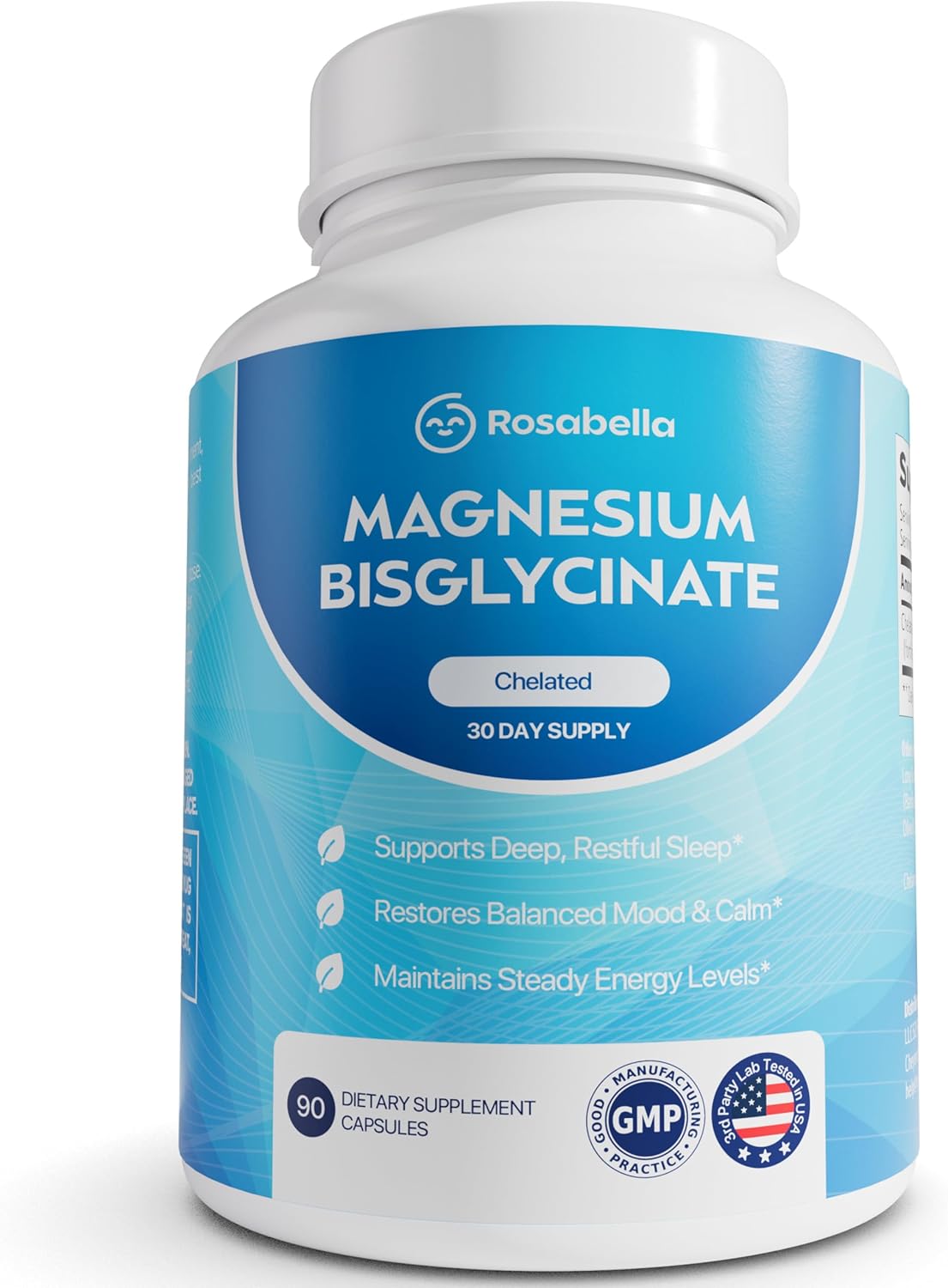 Rosabella Magnesium Bisglycinate Capsules – High Absorption, Non-Laxative Magnesium Biglycinate Chelate, Gentle Formula for Relaxation, Restful Sleep Routines & Muscle Comfort – 90 Capsules