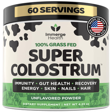 Immerge Health Super Colostrum Powder (60 Servings) – Premium Bovine Colostrum Supplement for Gut Health, Bloating & Immune Support – High IgG, 100% Grass Fed First Milking, Unflavored, Made in USA ImmergeHealth.comBuy Supplements Australia