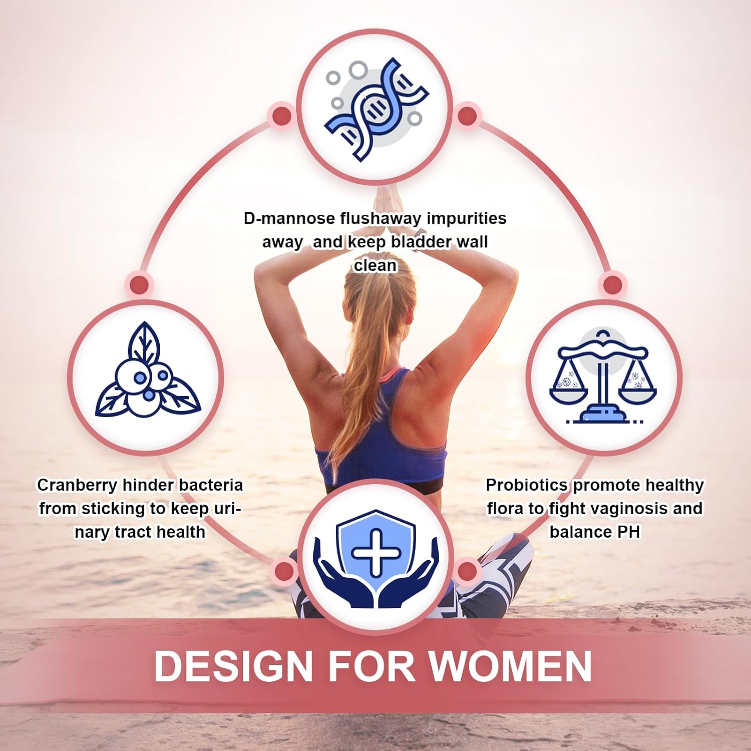 NATURE TARGET Women's Probiotics Powder, 100 Billion CFU, 45 Servings | Prebiotics, D-Mannose And Cranberry, Supports Urinary Tract, Gut, And Digestive Health For Women, Light Cranberry Flavor