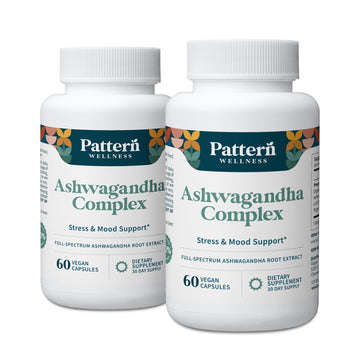 Pattern Wellness Ashwagandha Complex Supplement – 60 Vegan Capsules | For Men & Women – Organic KSM-66® & Black Pepper Extract – Supports Stress Response & Energy Balance – Non-GMO
