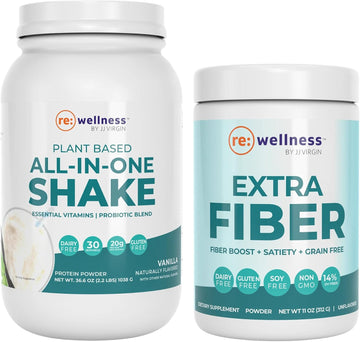 Reignite Wellness by JJ Virgin Vanilla Plant Based All-in-One Shake and Extra Fiber Powder Supplement