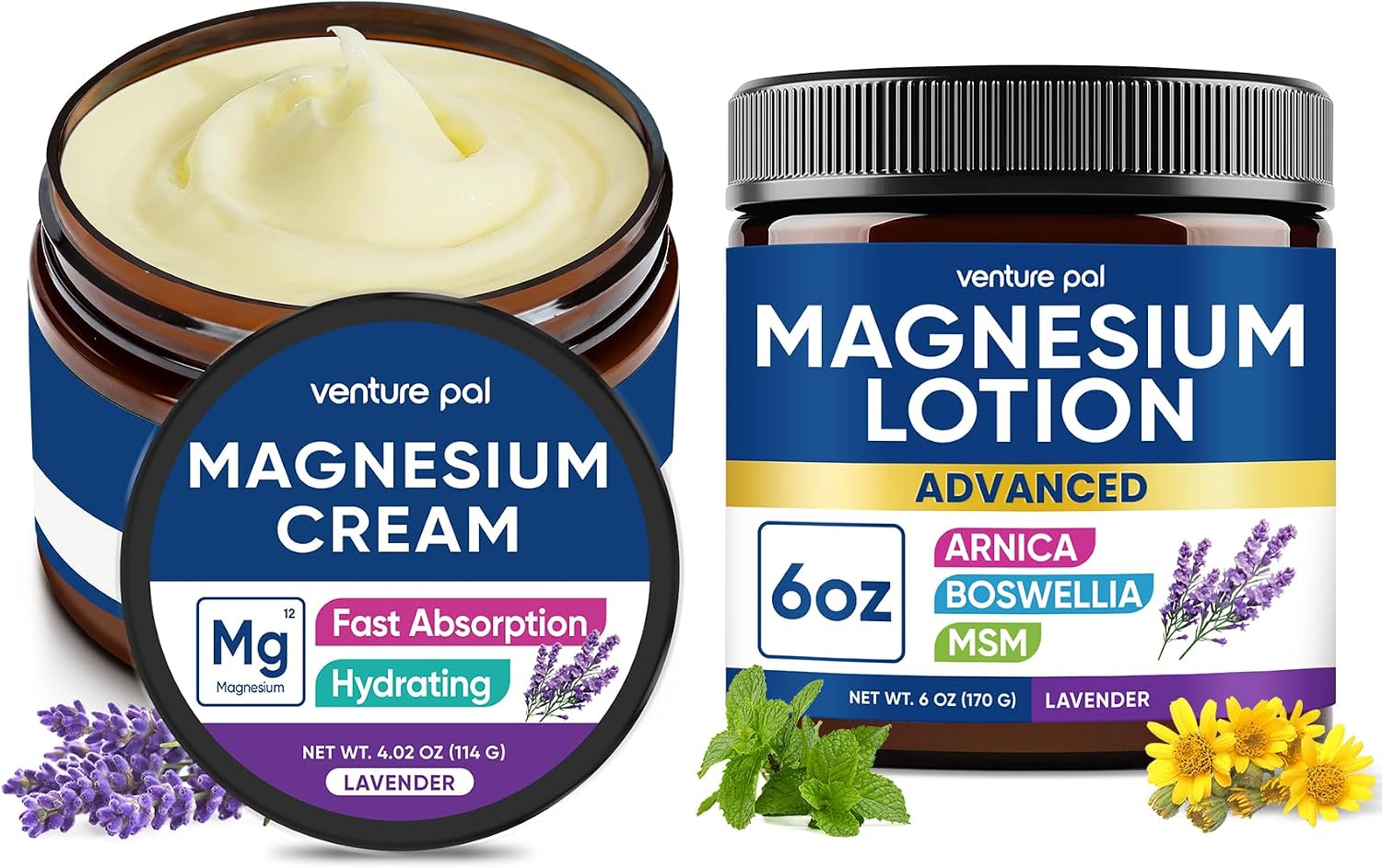 Venture Pal Magnesium Cream & Lotion Lightweight Moisturizing Lotion for Legs & Feet – Safe for Kids – Gifts For Women