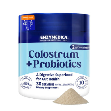 Enzymedica Colostrum + Probiotics Powder Supplement - Grass Fed Bovine Colostrum for Women & Men, Peptide & Lactoferrin Support, Promotes Hair, Skin, Nails, Immune & Gut Health, Gluten Free - 3.25 oz EnzymedicaBuy Supplements Australia