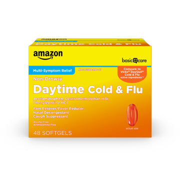 Amazon Basic Care Daytime Cold & Flu Liquid Caps; Cold Care for Daytime Cold and Flu, Orange, 48 Count (Pack of 1) Amazon Basic Care buy supplements Au