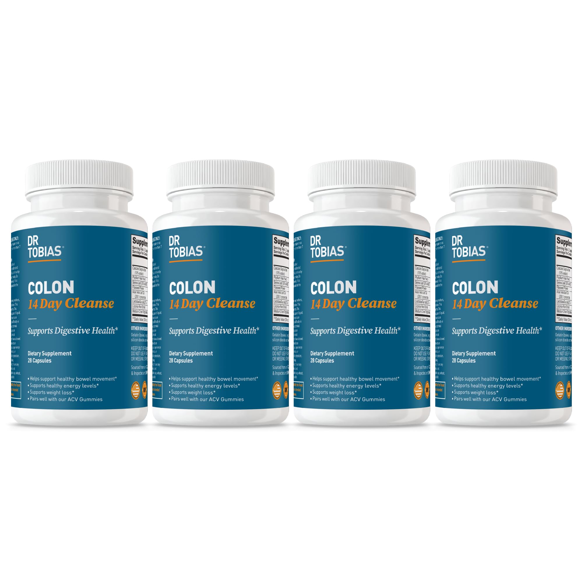 Dr. Tobias Colon 14 Day Cleanse | Supports Digestion & Gut Health | Colon Cleanse Detox | Constipation Relief & Gut Health Support for Women & Men | Psyllium + Senna + Probiotics | 28 Capsules