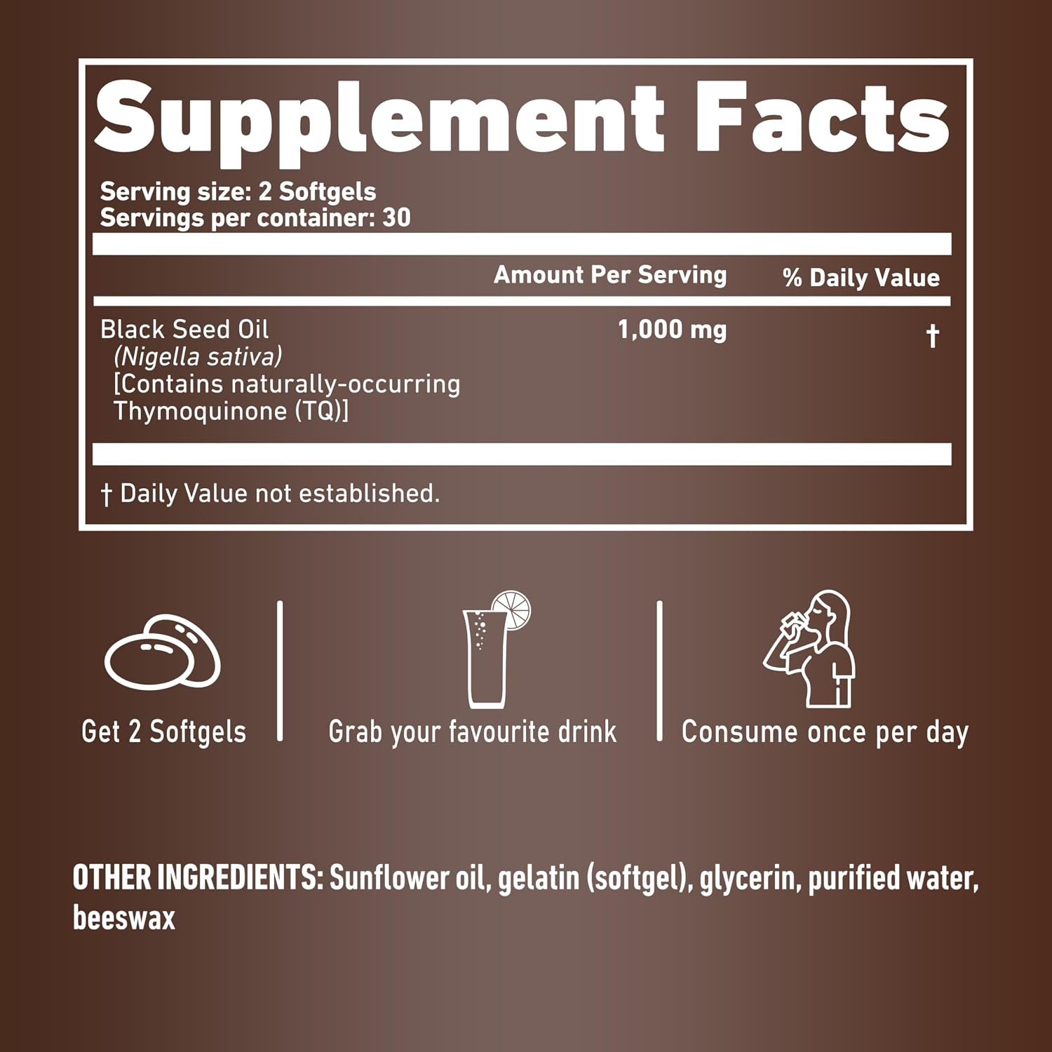 Resilia Ethiopian Black Seed Softgels 1000mg Per Serving – Premium Nigella Sativa Seed Oil Supplement – Digestive & Immune Support Formula – Easy to Swallow Soft Capsules 180 Count (Pack 3)