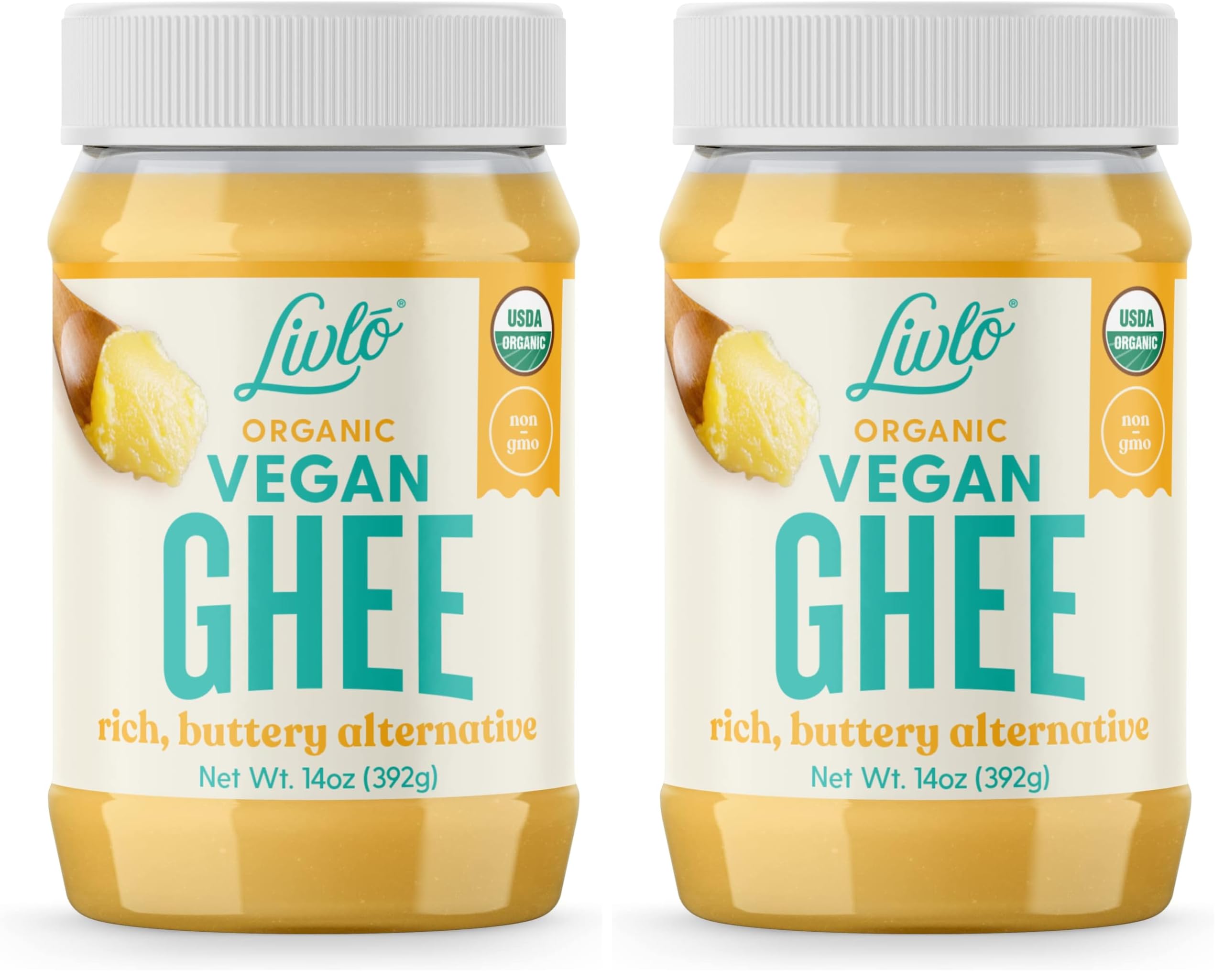 Livlo Organic Vegan Ghee - Plant Based Butter - No Refrigeration Necessary - Dairy, Soy Free, and Gluten Free Substitute to Ghee and Butter - 14 oz.