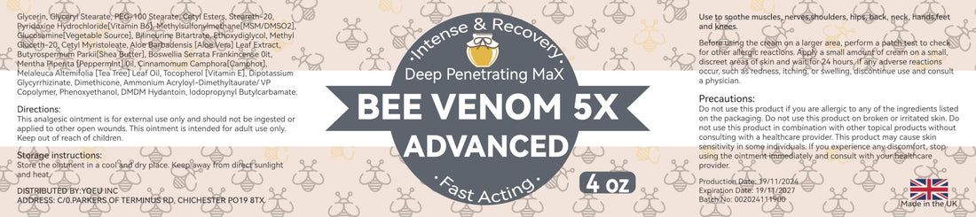 AEROMAXX Organic Bee Venom Muscle Joint Cream, 10x Maximum Caring Ointment, Soothe Shoulder, Back, Neck, Hands, Knuckles, Elbows, Feet, Leg, Knees, Ankle, Meniscus, for Adults, Elderly AEROMAXXBuy Supplements Australia