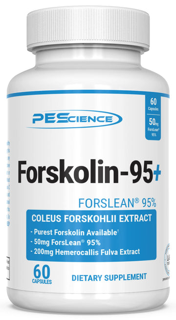 PEScience Forskolin-95+ Capsules, 95% Pure Forskolin from Coleus Forskohlii Extract with Hemerocallis Fulva Extract, Patented ForsLean, 50mg, 60 Count PEScienceBuy Supplements Australia