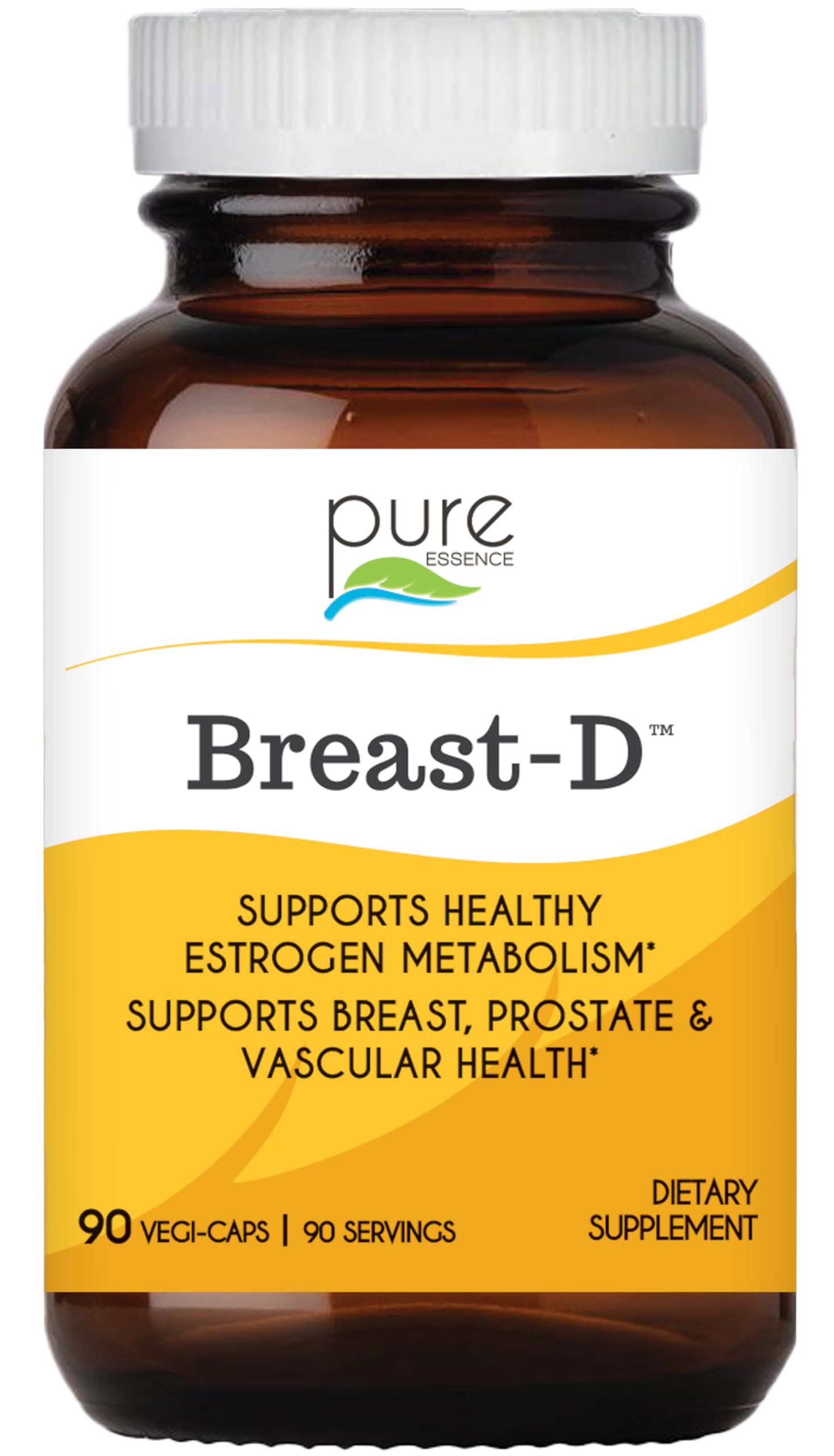 Breast D by Pure Essence - Natural Supplement for Estrogen Balance, Hormonal Acne, and Menopause Support with Vitamin D3, Calcium, Green Tea & Lycopene - 30 Capsules