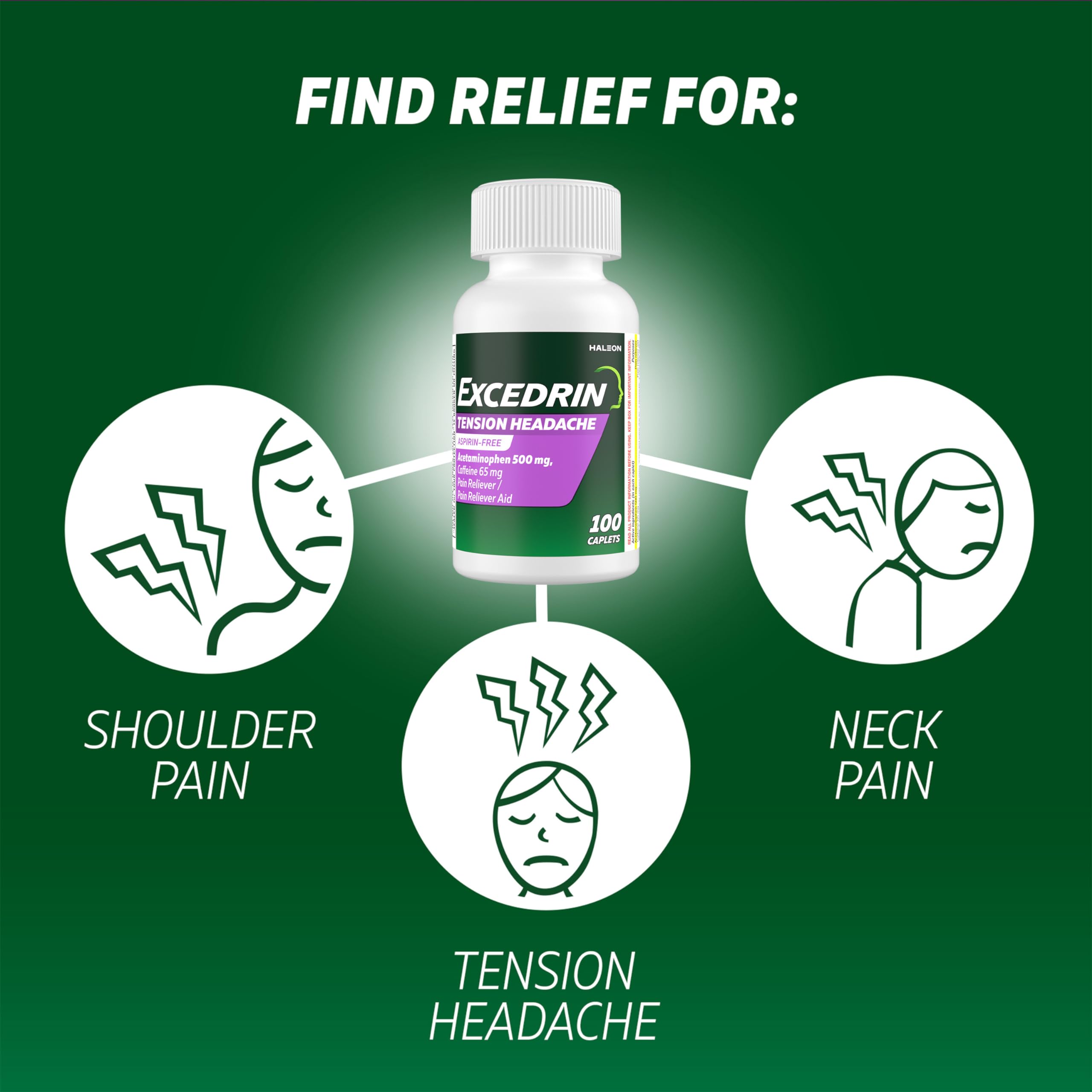 Excedrin Tension Headache Relief Caplets, Acetaminophen 500mg, Caffeine 65mg, Pain Reliever, Aspirin-Free, 100 Count Excedrin buy supplements Au
