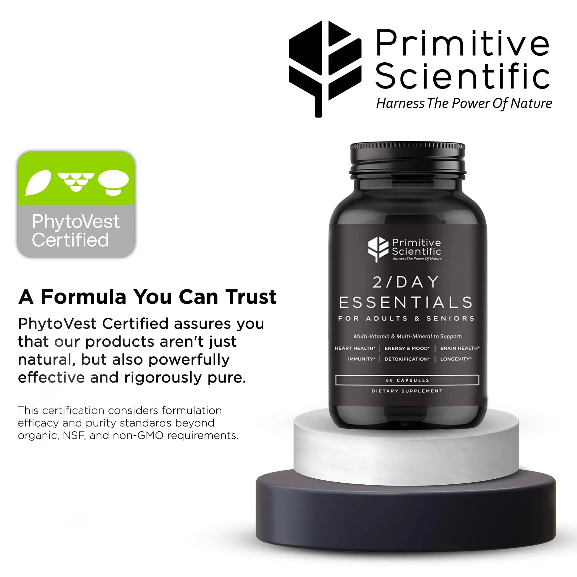 Primitive Scientific Whole Food Daily Essential Multivitamins for Adults and Seniors - 2X a Day - Vitamin A, C, D, E, B12 and Minerals Primitive Scientific