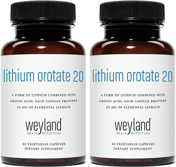 Lithium Orotate - 20mg of Elemental Lithium, 60 Vegetarian Capsules (120 Count (Pack of 2))