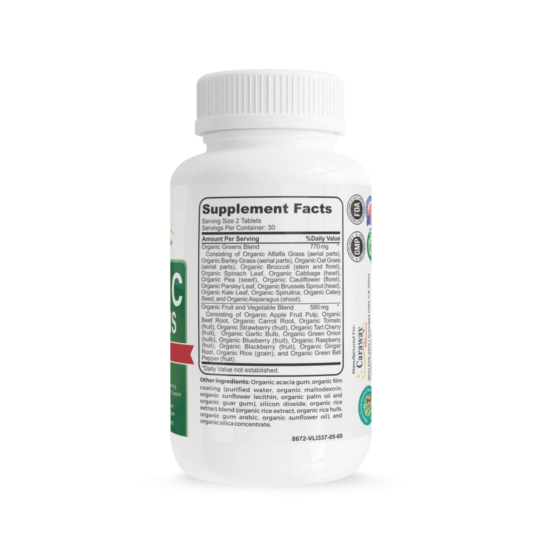Organic Superfoods Vitamins Super Greens Complex by Caraway Vitamins 1,350 mg per Serving 28 Fruits Vegetables Greens 60 Count Tablets Non-GMO Natural for Men & Women Caraway VitaminsBuy Supplements Australia
