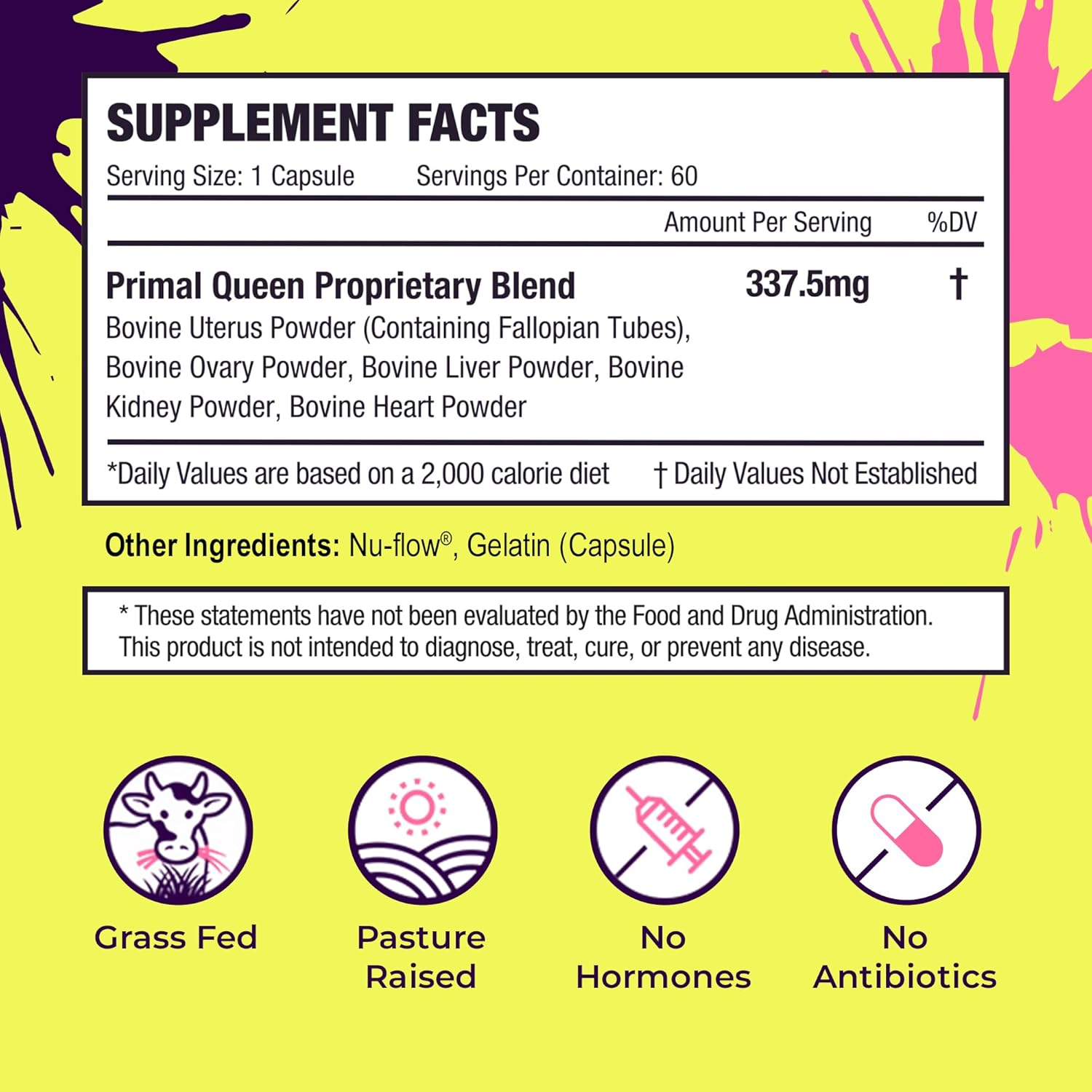 Primal Queen Beef Organ Superfood, Grass-Fed Liver Kidney Heart for Women | Female-Optimized Blend of 6 Pasture-Raised Organs for Hormone Balance, Energy and Vitality; 3rd-Party Tested