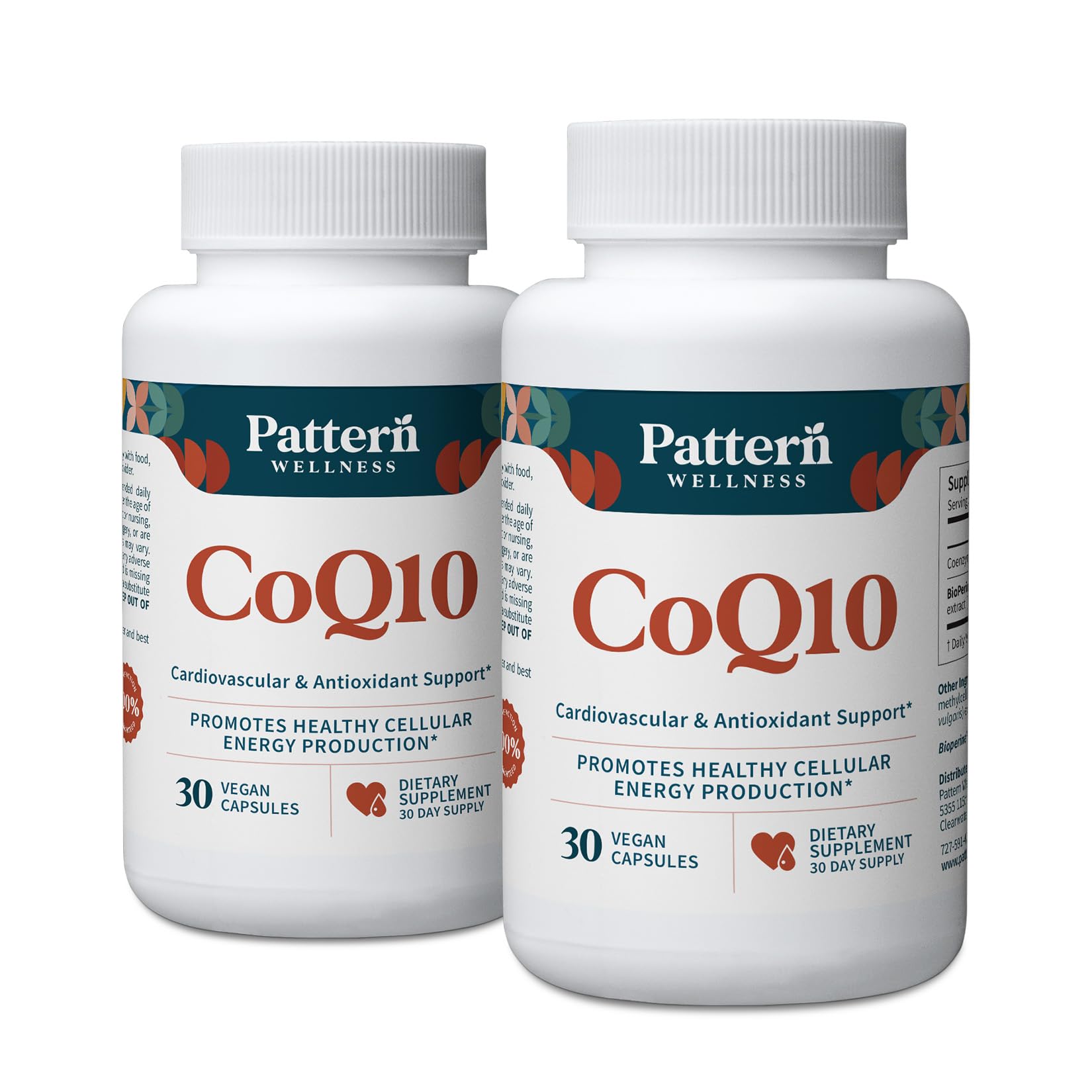 Pattern Wellness CoQ10 – 200mg Ubiquinone with BioPerine® Black Pepper Extract – Cellular Energy & Vitality Support – Non-GMO – 30 Vegan Capsules*