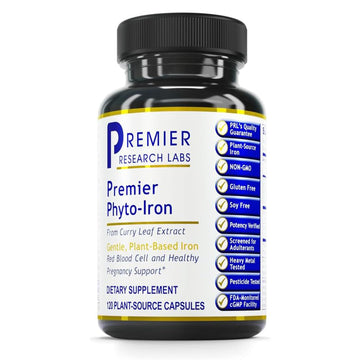 Premier Research Labs Phyto-Iron - Plant Based Iron for Men & Women for Blood Support, Curry Leaves Supplement, Iron Supplements, Non-Heme Iron, 18mg Iron Per Serving - 120 Vegetarian Capsules Premier Research LabsBuy Supplements Australia
