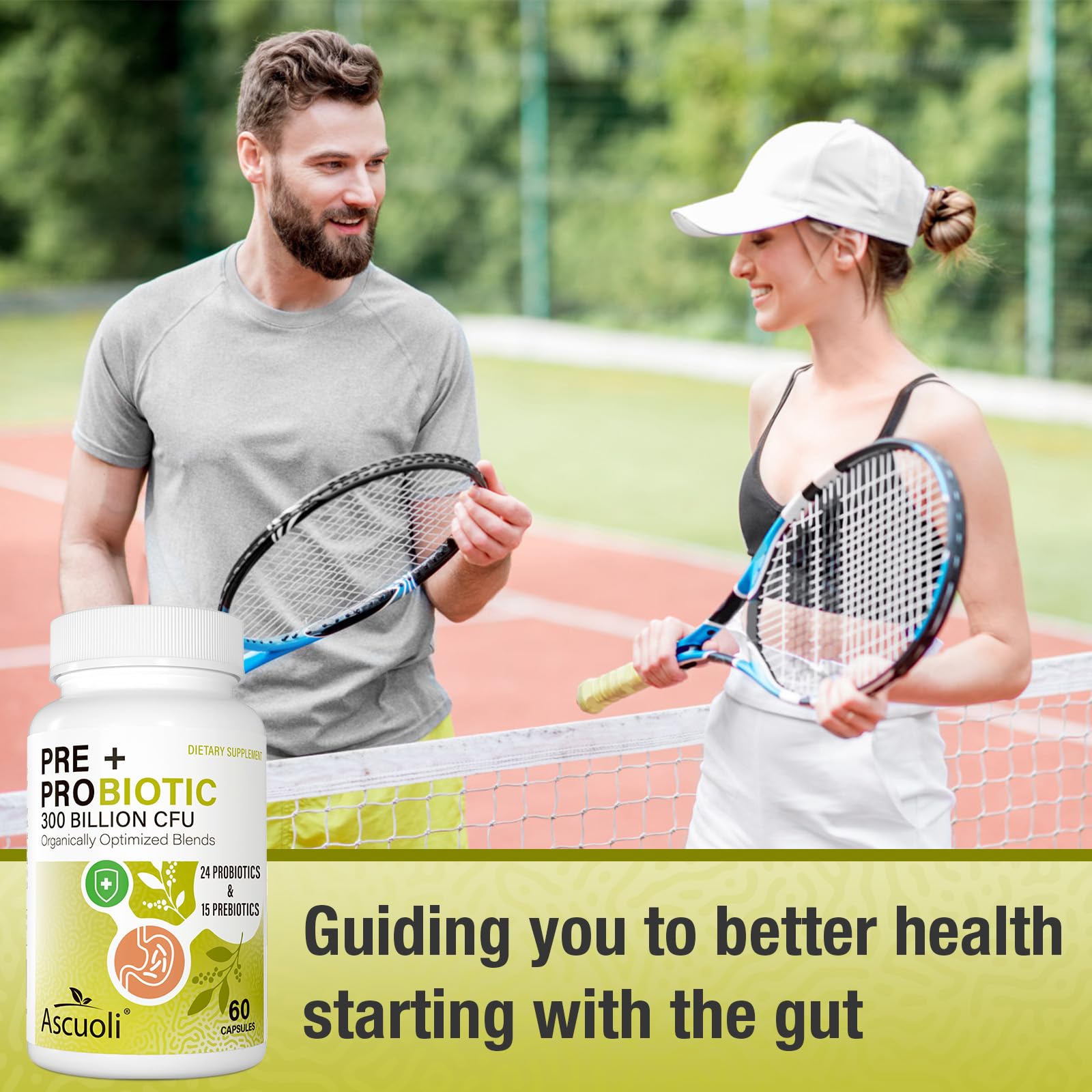 Prebiotics and Probiotics - 300 Billion CFU, 24 Probiotic+15 Herbs, 60 Caps | Probiotics for gut health, Immune & Digestive, Bloating - Probiotics for Women & Men