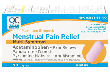 Quality Choice Maximum Strength Mentrual Pain Relief, Multi Symptom Pain Relief Caplets, Cramps, Headache, Bloating, Backache & Irritability, 20 Count Package Quality ChoiceBuy Supplements Australia