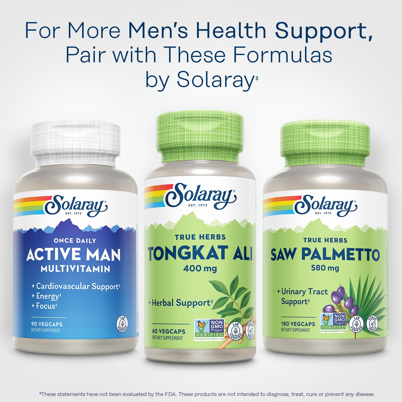 SOLARAY Tongkat Ali 400 mg - Longjack Tongkat Ali for Men - Herbal Support for Men's Health and Vitality - Vegan, Non-GMO, Lab Verified - 180 Servings, 180 VegCaps