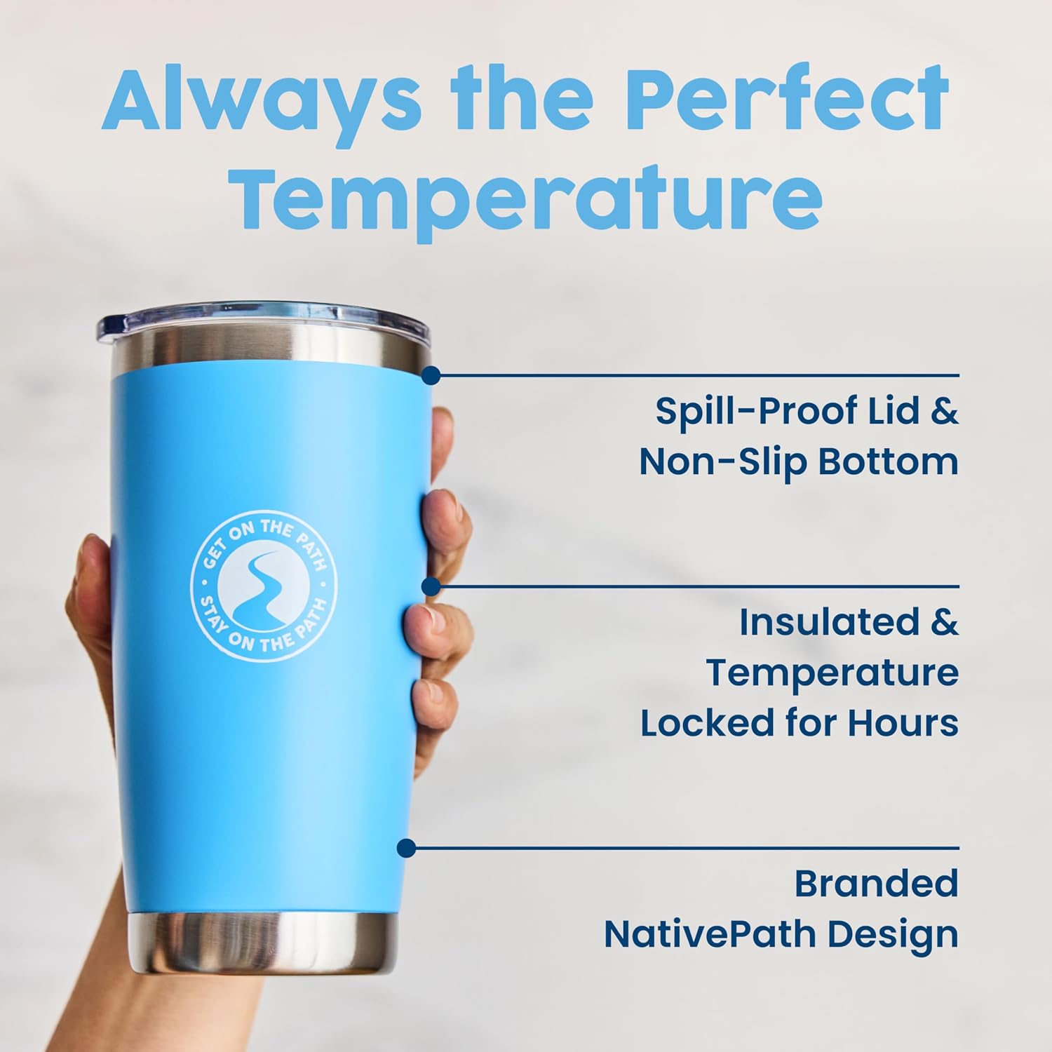 NativePath Light Blue Stainless Steel Tumbler - 20 oz