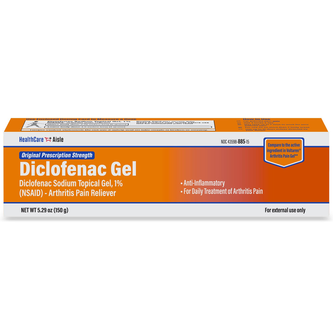 HealthCareAisle Diclofenac Gel, 1%, Arthritis Pain Relief - 150 g tube - Original Prescription Strength (NSAID) HealthCareAisleBuy Supplements Australia