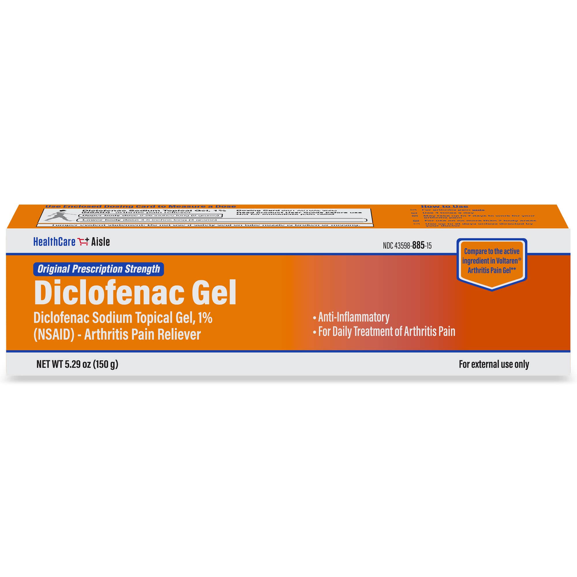 HealthCareAisle Diclofenac Gel, 1%, Arthritis Pain Relief - 150 g tube - Original Prescription Strength (NSAID) HealthCareAisle buy supplements Au