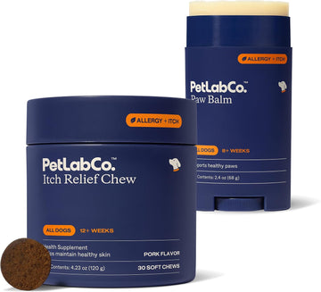 PetLab Co. – Skin Moisture Bundle: Itch Relief Chews Designed to Support Optimum Skin Condition & Occasionally Itchy Skin 30 Count & Dog Paw Balm to Support & Moisturize Dry Paws 2.4 Ounces