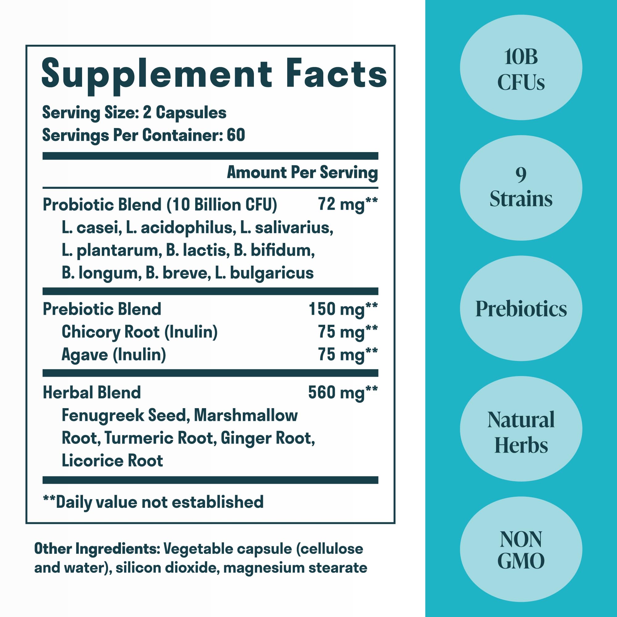Nuven Naturals All-in-One Gut Health w/Probiotics, Prebiotics, Digestion-Supporting Herbs