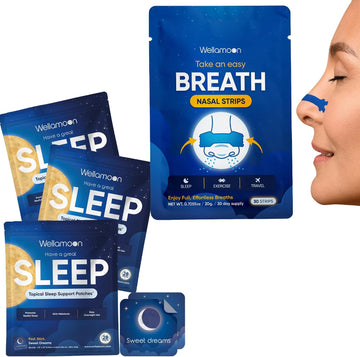 Wellamoon Sleep & Nasal Strip Bundle — Night-time Patch + Nasal Breathing Strips for Better Rest & Comfort