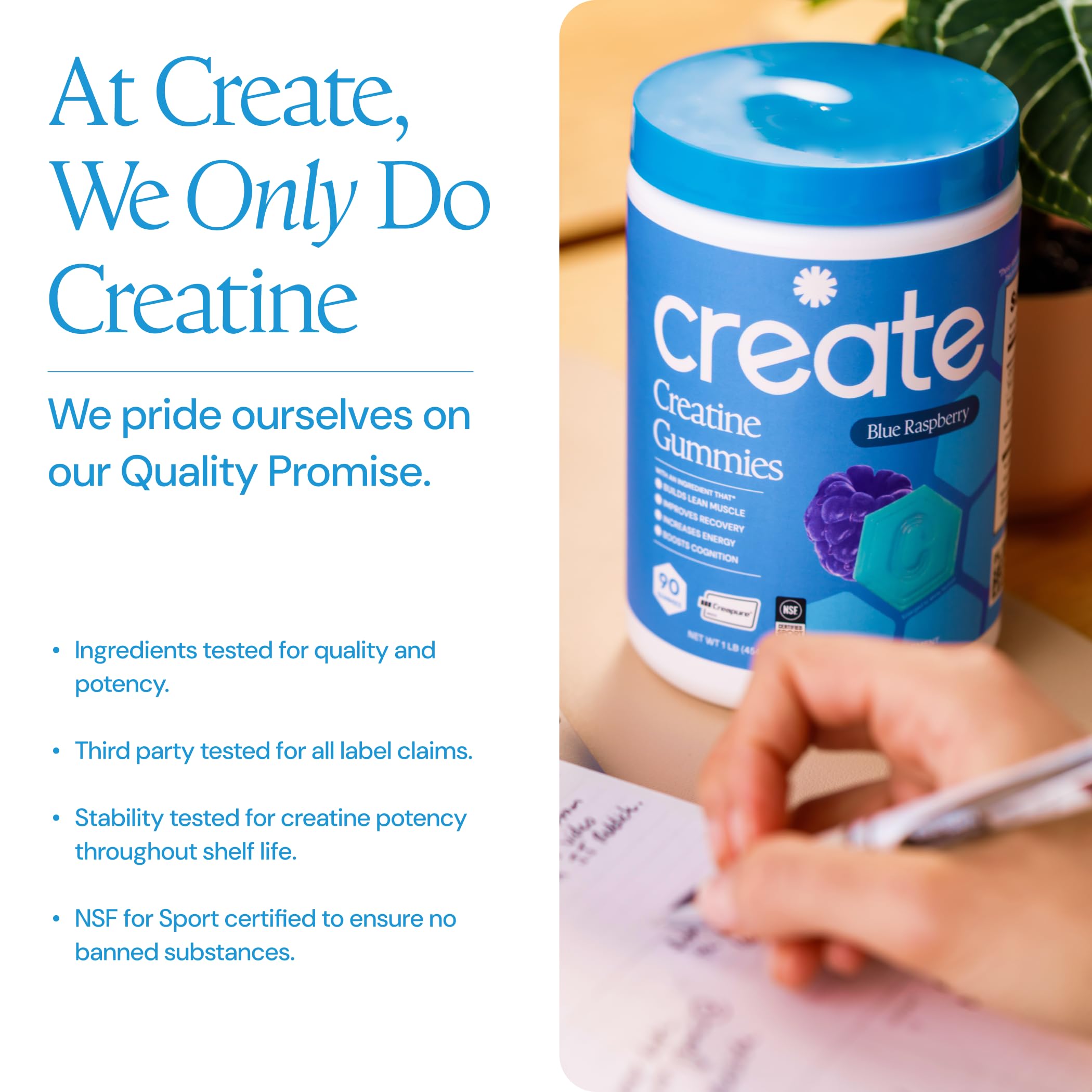 Create Creatine Monohydrate Gummies for Men & Women, Boost Focus, Strength, and Endurance, Anti-Melting Formula, Vegan, Gluten-Free, Non-GMO, 1.5g of Creatine per Gummy (Orange)