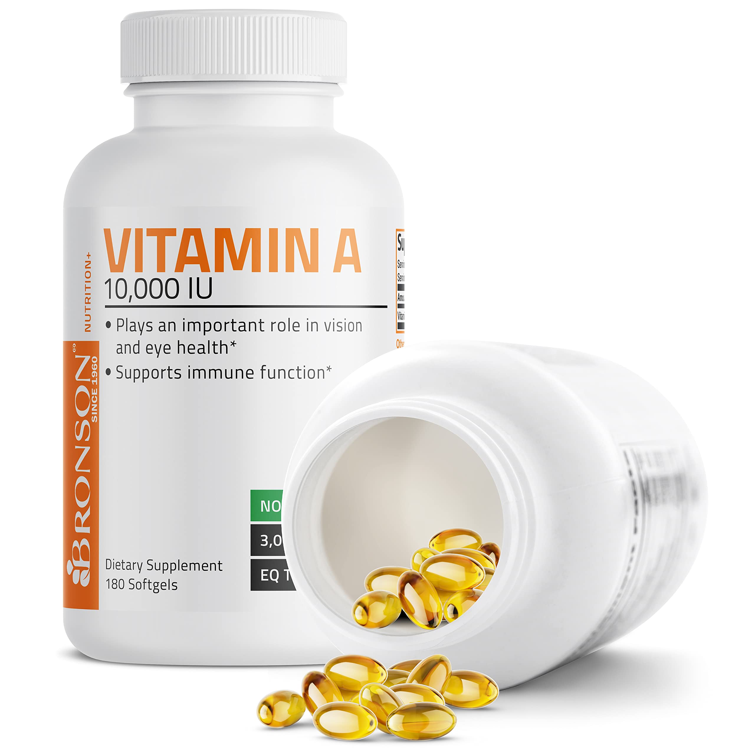 Bronson Vitamin A 10,000 IU Premium Non-GMO Formula Supports Healthy Vision & Immune System and Healthy Growth & Reproduction, 250 Softgels