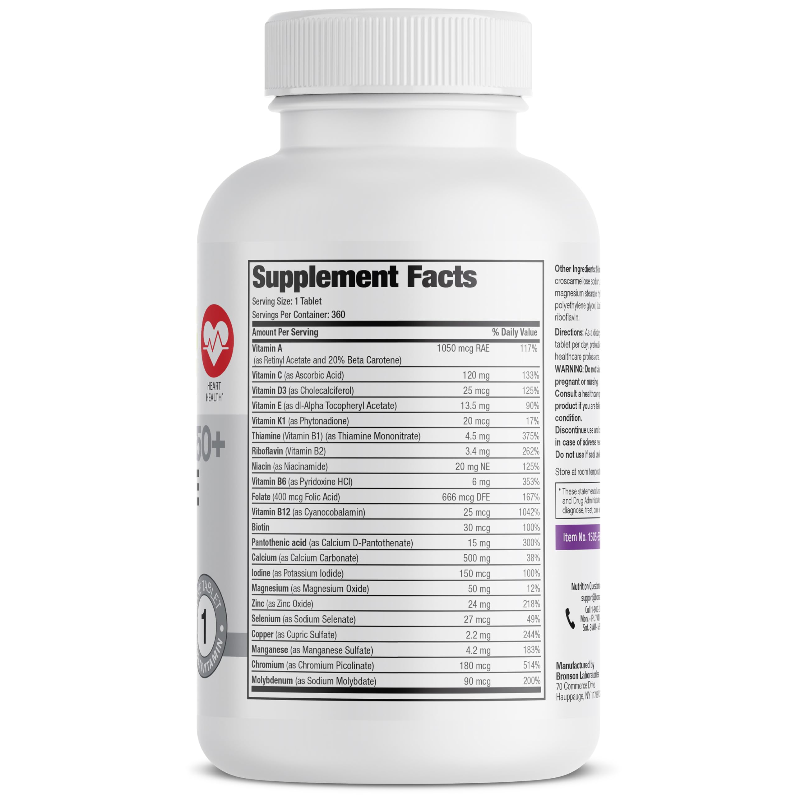 Bronson ONE Daily Women’s 50+ Complete Multivitamin Multimineral, 180 Tablets