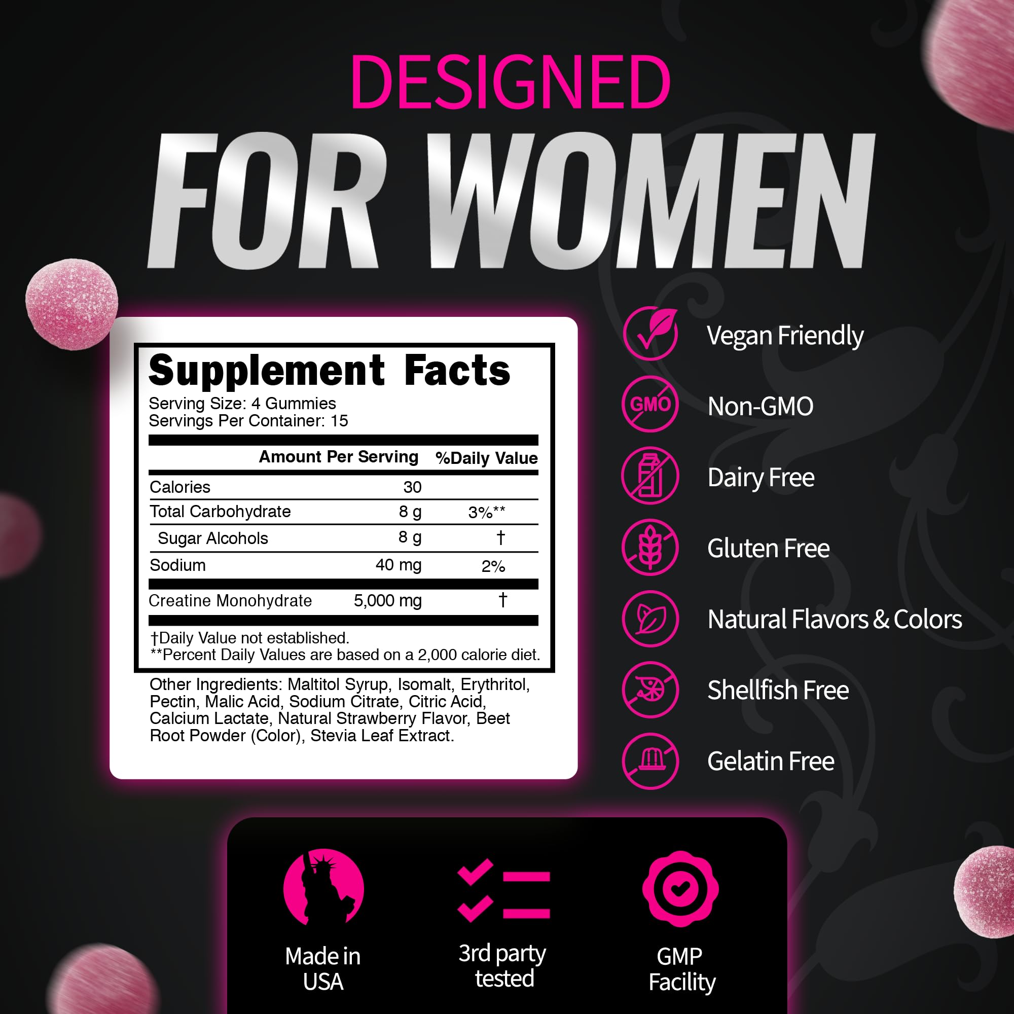 Bold Buns Creatine for Women – Supplement with Collagen & BCAA – Supports Muscle Development, Post-Workout Recovery, Skin Elasticity, Healthy Hair & Nail (30 Servings, Unflavored)