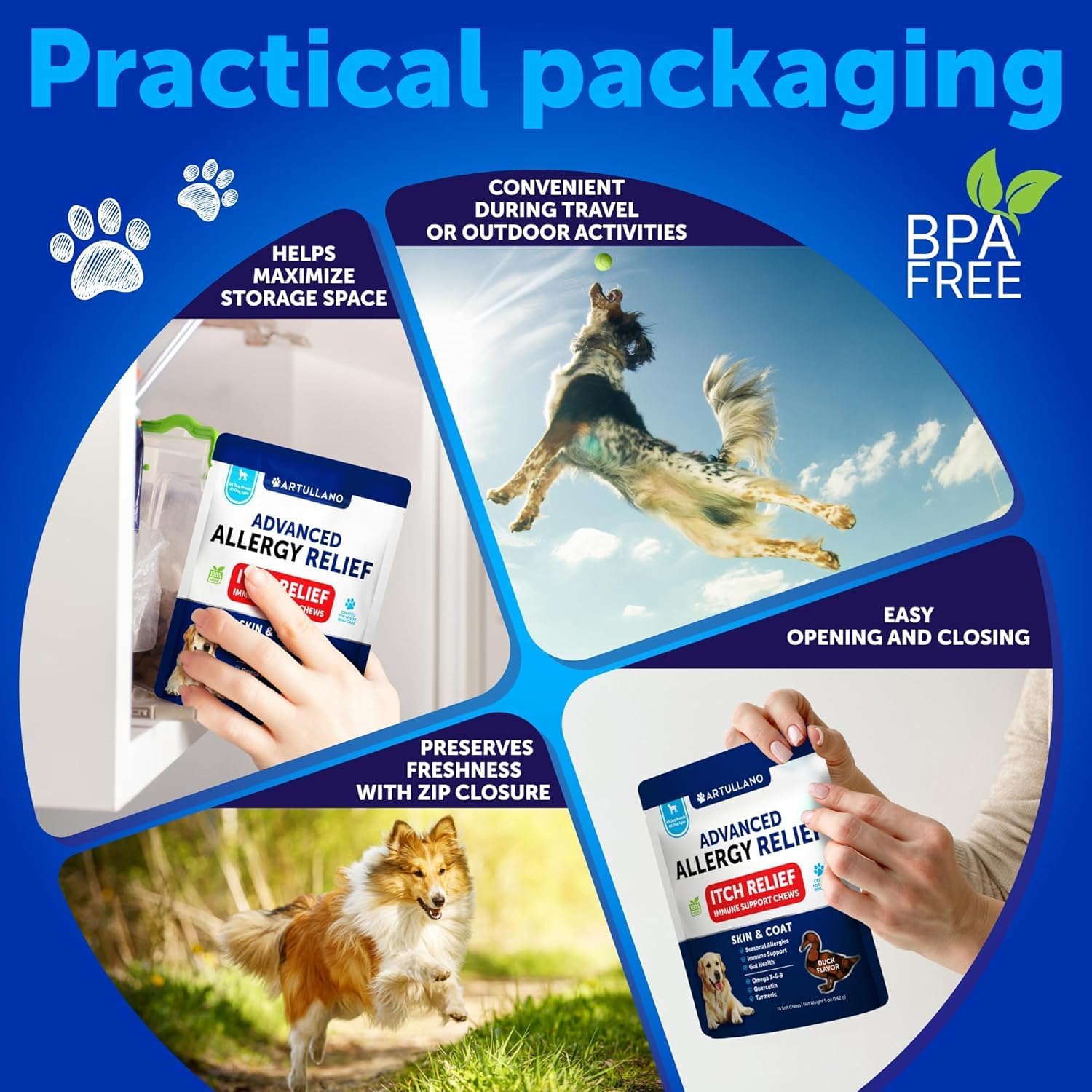 Dog Allergy Relief Chews - Itching Skin Relief for Dogs - Fish Oil - Omega 3 - Seasonal Allergies Pills - Skin & Coat, Anti Itch,Hot Spots Treatment - Canine Immune Health Supplement - 120 Soft Treats