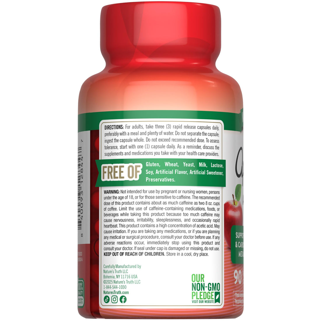 Nature's Truth Ultra AppleLean Apple Cider Vinegar supplement bottle on a white background