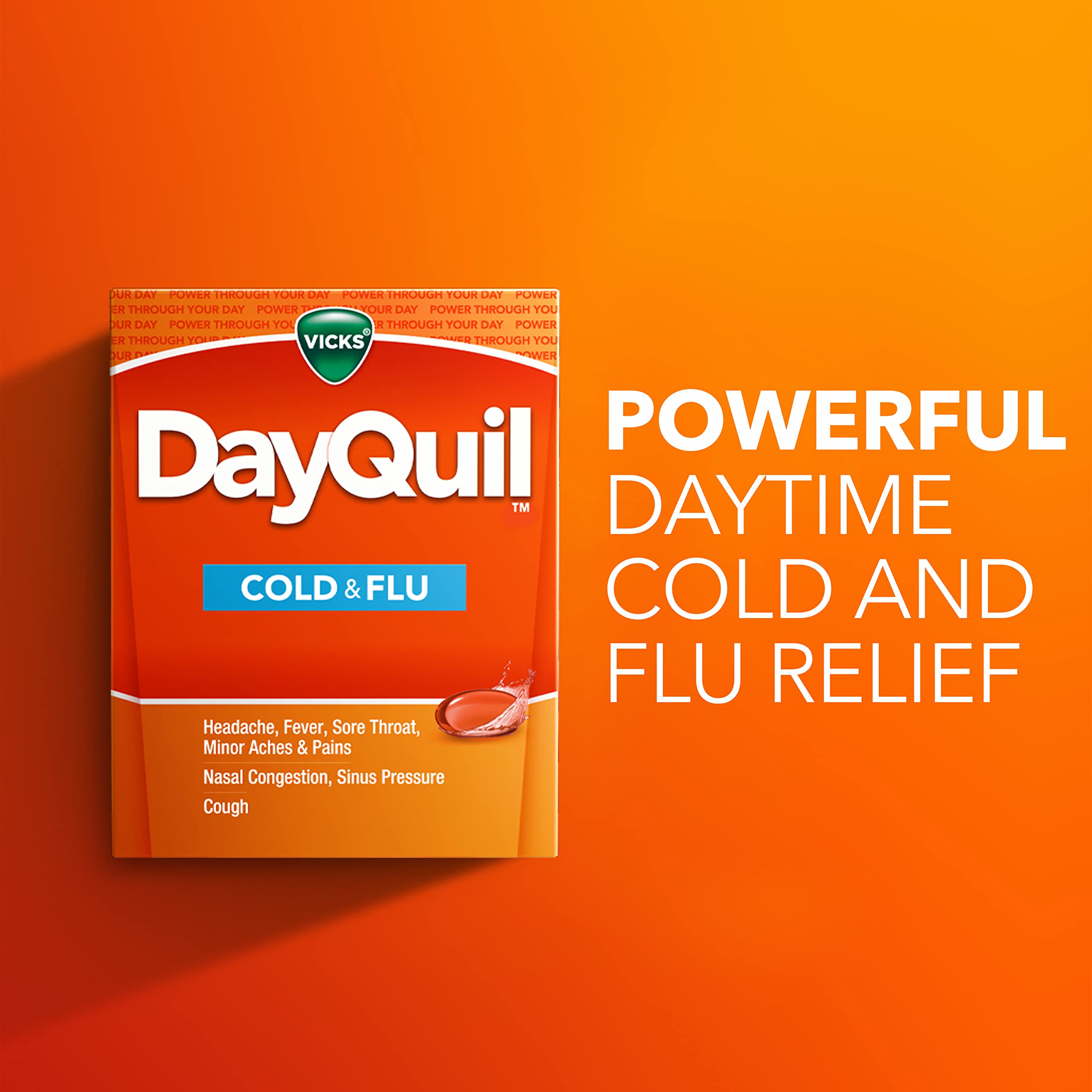 Vicks DayQuil Cold & Flu Medicine, Non-Drowsy Powerful Multi-Symptom Daytime Relief for Headache, Fever, Sore Throat, Minor Aches and Pains, Nasal Congestion, Sinus Pressure and Cough, 48 Liquicaps Vicks buy supplements Au