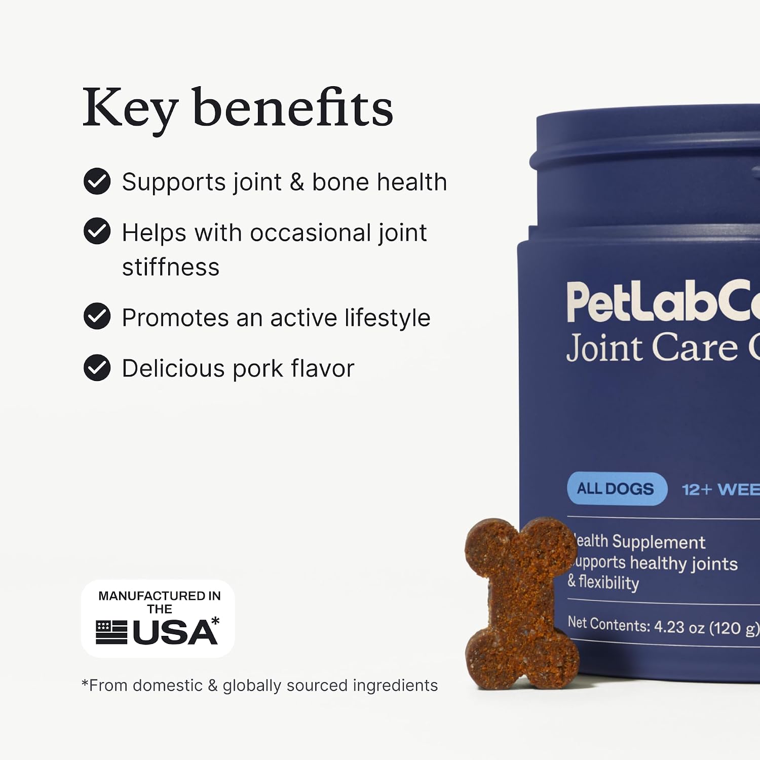 PetLab Co. Joint Care Chews for Dogs, 30 Soft Chews, Pork | Glucosamine, green-lipped mussel and omega-3s to support joint comfort, cartilage health and daily mobility