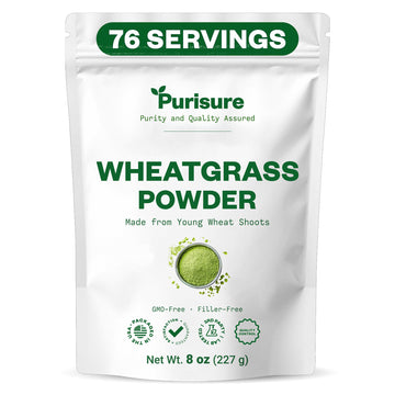 Purisure Wheatgrass Powder, 8oz, Wheat Grass Powder, Green Superfood for Salads, Smoothie and Shakes, Superfood Powder Rich in Immunity Vitamins, Fiber and Minerals, 76 Servings PurisureBuy Supplements Australia