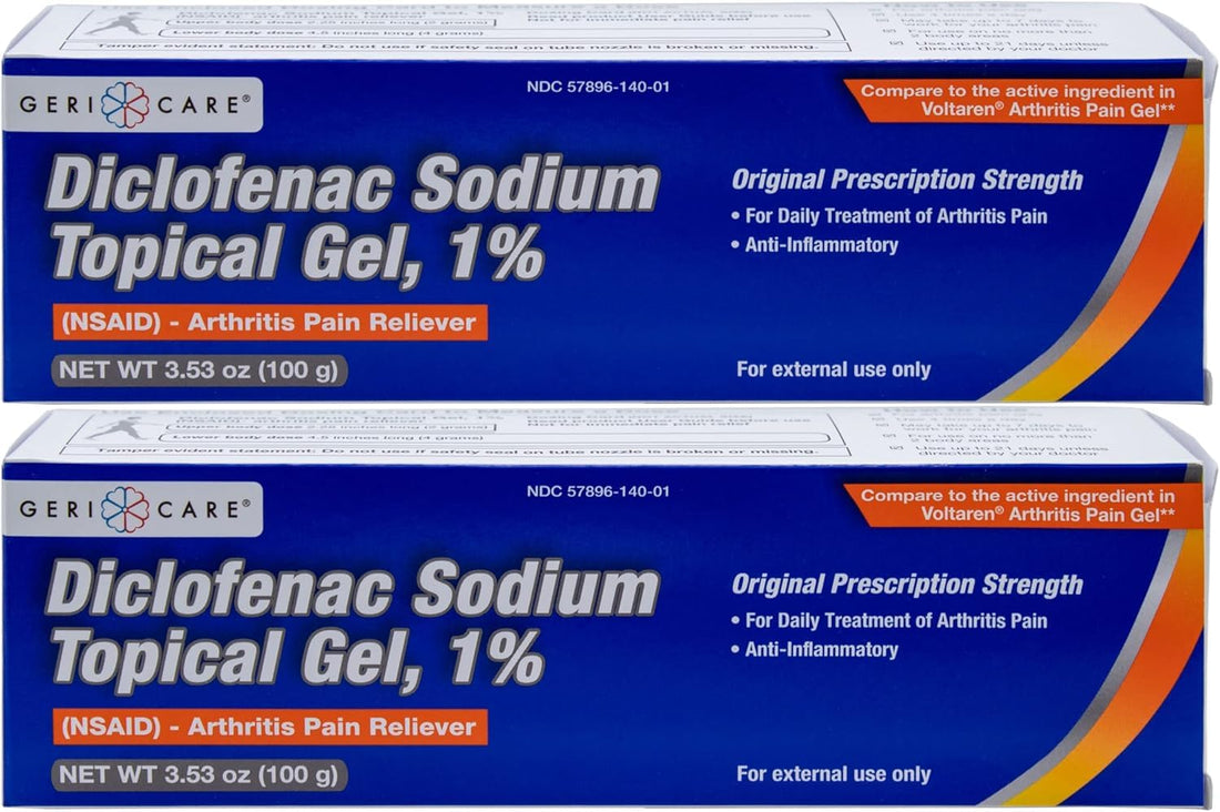 GeriCare Topical Arthritis Pain Relief Gel Diclofenac Sodium 1% (NSAID) Hand Wrist Elbow Foot Ankle Knee Extra-Strength Pain Reliever- Anti-inflammatory Arthritis Pain Treatment, 3.53oz (2 Pack) GeriCareBuy Supplements Australia
