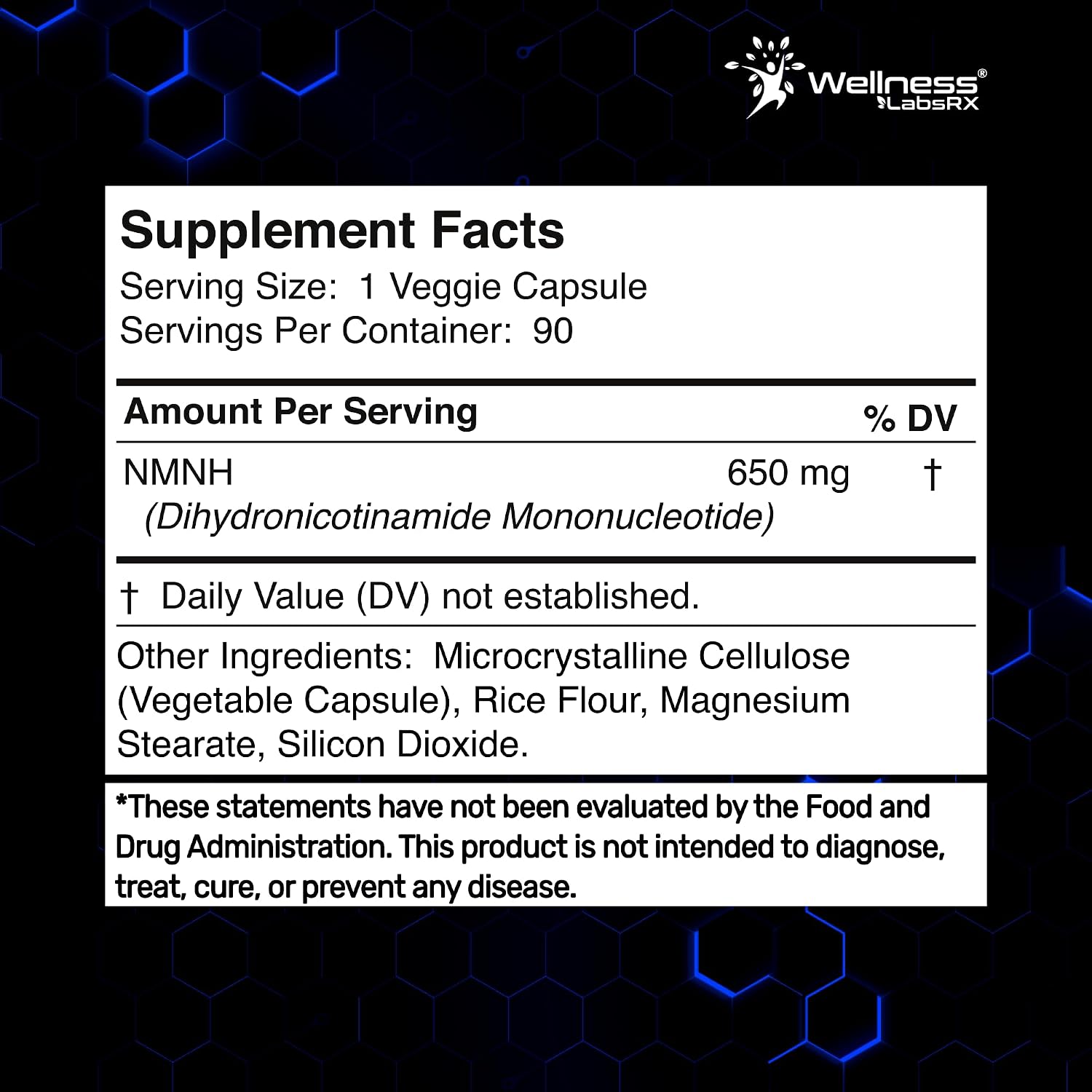 NMNH Supplements - Di-Hydro Nicotinamide Mononucleotide NMNH Capsules, Fast Absorption Ultra Strength NMN Supplement, NAD+ for Cellular Energy & Anti Aging, 650mg - Non-GMO, Gluten Free - 90 Capsules