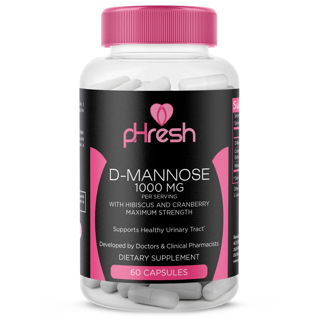 ACE NUTRITION pHresh D-Mannose with Cranberry Capsules for Women and Men, Maximum Strength 1000 mg Per Serving - Supports: Urinary Tract Health - Made in The USA ACE NUTRITIONBuy Supplements Australia