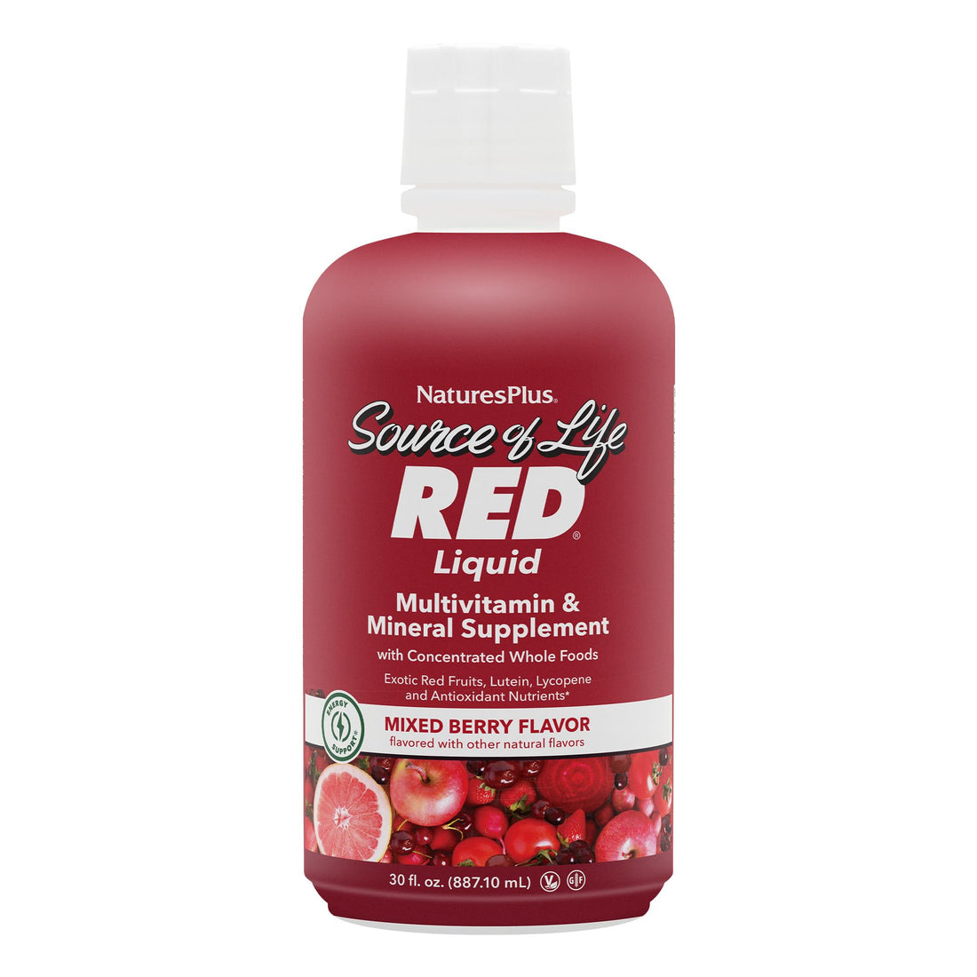 NaturesPlus Source of Life RED Multivitamin Liquid - 30 oz - Energy & Immune Support - with Exotic Red Fruits, Lycopene & Lutein - Vegetarian & Gluten Free - 30 Servings NaturesPlusBuy Supplements Australia