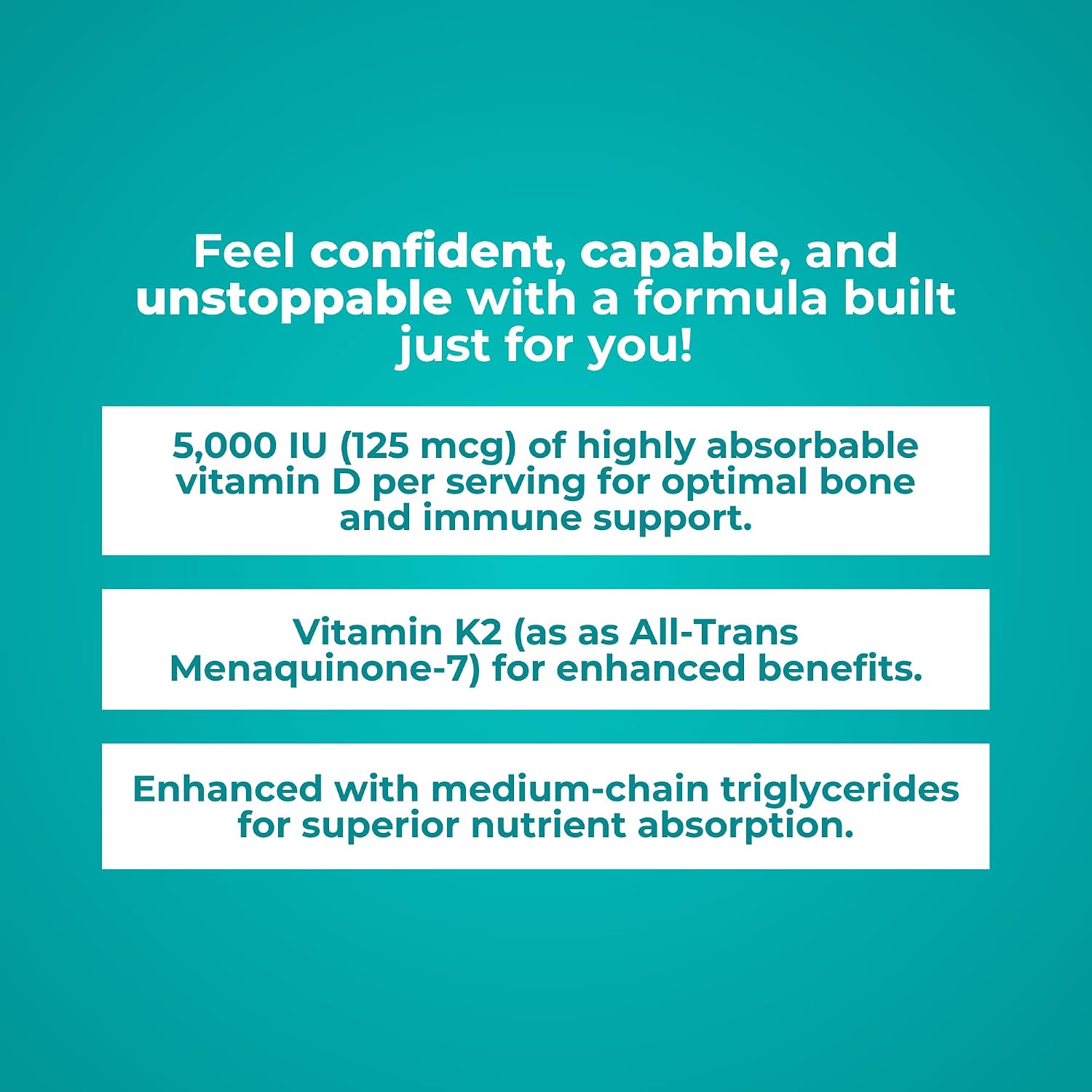Reignite Wellness by JJ Virgin | Vitamin D Plus | Relevant Serving of 5000 IU, Highly Absorbable Vitamin D + Vitamin K1 & K2 | GG Supplement for Immune Health | Bone and Heart Supplement | 60 Softgels
