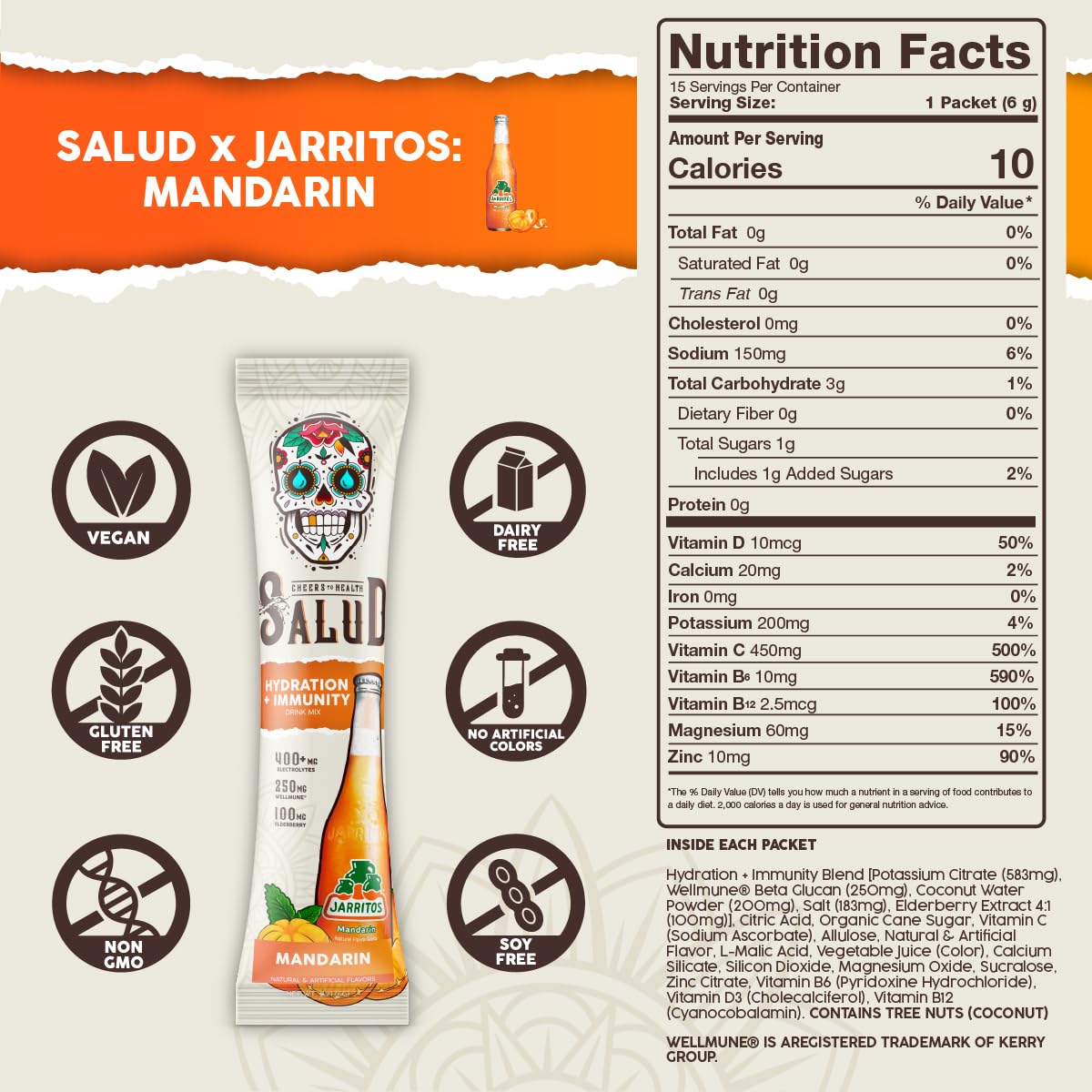 Salud 2-in-1 Hydration + Immunity Drink Mix, Cucumber Lime | Electrolytes Powder, Agua Fresca, Elderberry, Dairy & Soy Free, Non-GMO, Gluten Free, Vegan, 1g Sugar (15 Servings)