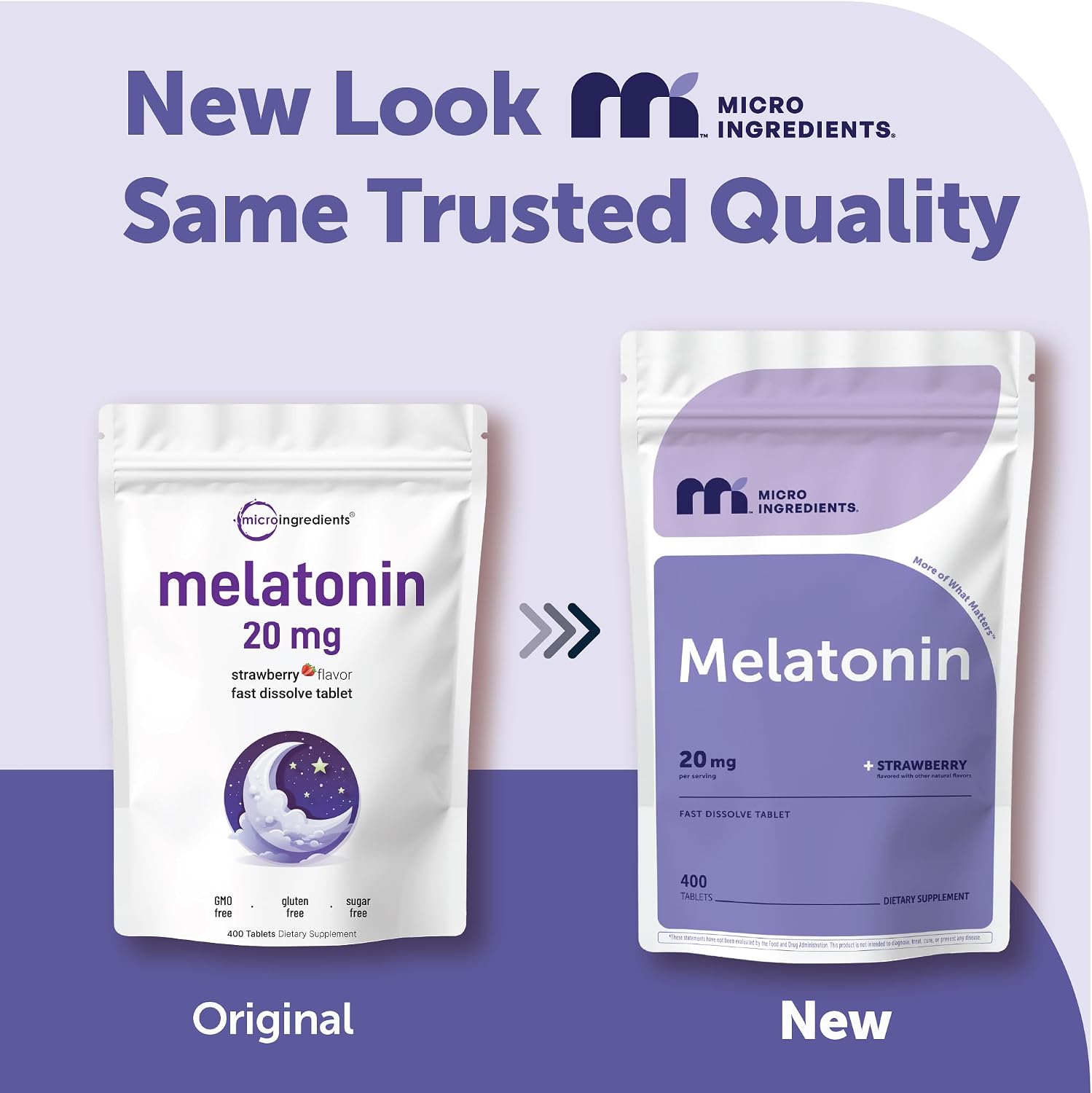 Micro Ingredients Melatonin 20mg, 400 Tablets | Strawberry Flavor | Fast Dissolve | 100% Drug Free | Vegetarian Friendly | Non-GMO, No Gluten, Sugar Free