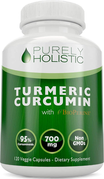 Turmeric Curcumin Supplement, Black Pepper, 95% Curcuminoid, 4 Month Supply | High-Absorption Formula, 700mg Per Serving, Once-Daily Turmeric with Black Pepper Curcumin Supplements, Non-GMO, 120 Capsules