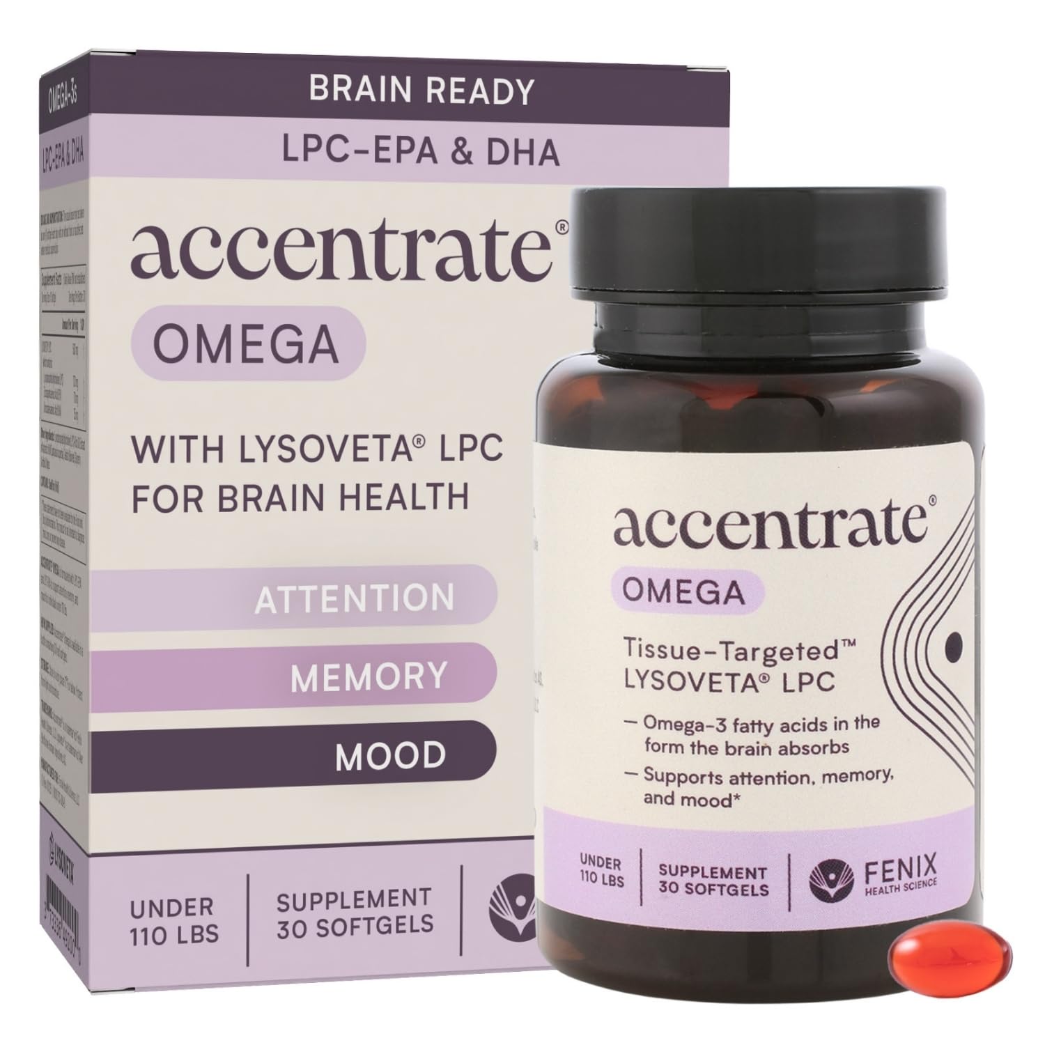 Omega Max w/LYSOVETA | High Potency LPC & Lyso-DHA Omega-3 Supplement | Brain Health, Focus & Mood | 6X Higher Absorption | Fish oil in the form the brain actually takes up, not just what the bloodstream carries. Supports focus and memory.