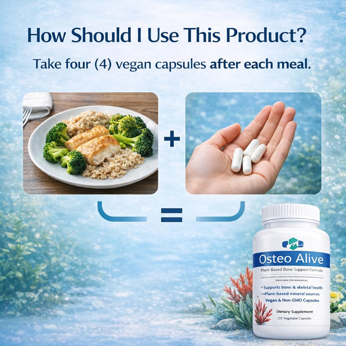 AIFBENK Osteo Alive Bone Support, with Plant-Based Calcium & Magnesium (from Algae), Vitamin D3 (from Lichen), Vitamin K2 (MK-7), Boron & BioPerine, Helps Support Bone & Skeletal Health AIFBENKBuy Supplements Australia