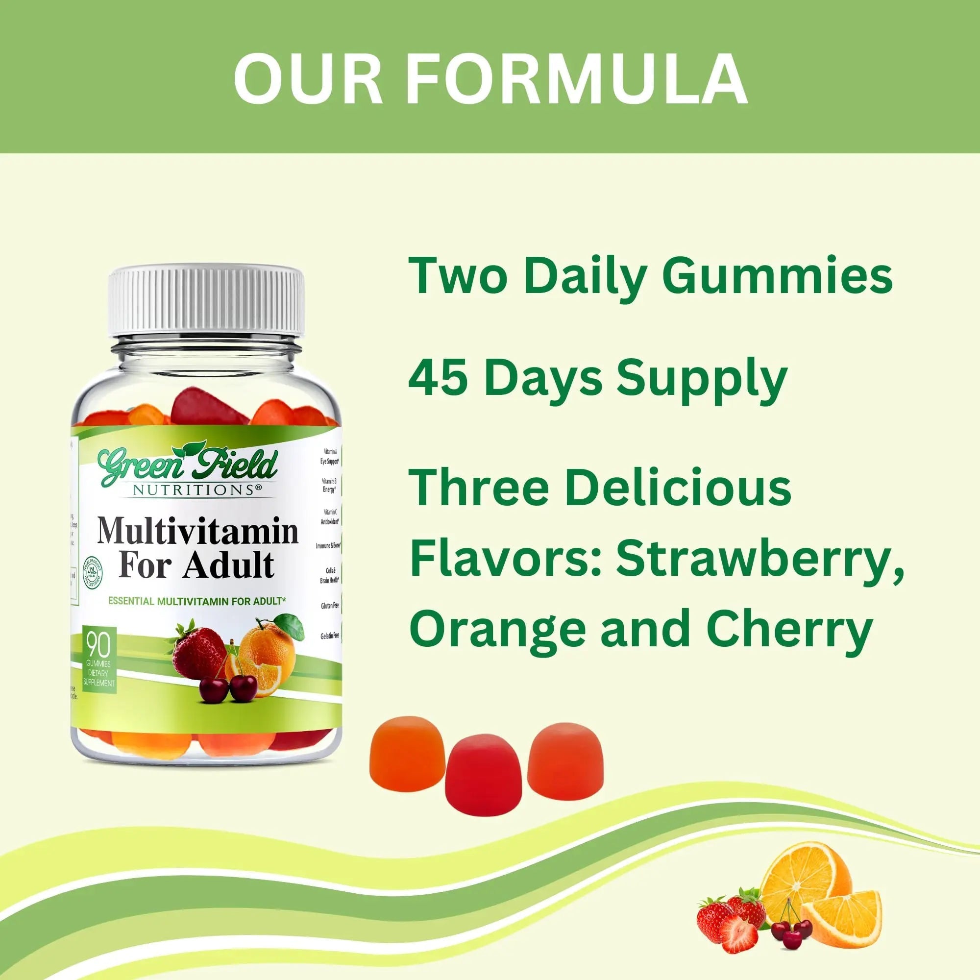 Greenfield Nutritions Halal Multivitamins for Adults | 90 Halal Vitamins for Women & Men | All Essential Gelatin Free Halal Gummy Vitamin, Mineral GREEN FIELD NUTRITIONS